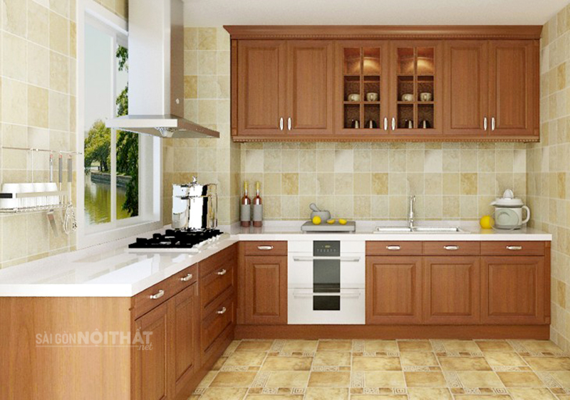 TỦ BẾP GỖ SỒI NGA